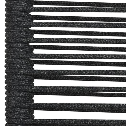 7 Piece Outdoor Dining Set Cotton Rope and Steel Black