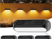 Solar Lights Outdoor, 4 Pack Garden Solar Fence Lights with Warm White and Multi-Colour Changing Modes, Waterproof Garden Ornaments Outdoor for Fence Stairs Step Terraces Deck Yard Patio
