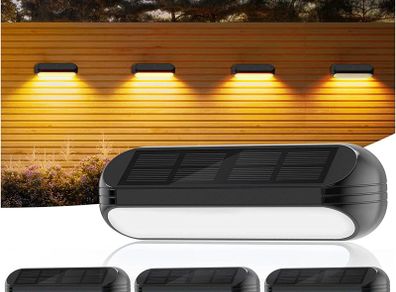 Solar Lights Outdoor, 4 Pack Garden Solar Fence Lights with Warm White and Multi-Colour Changing Modes, Waterproof Garden Ornaments Outdoor for Fence Stairs Step Terraces Deck Yard Patio