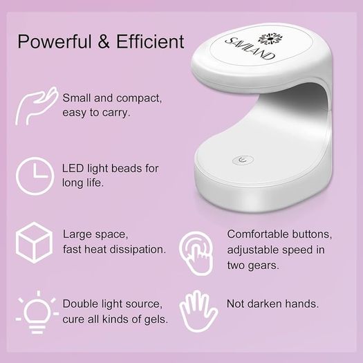 FREE EXPRESS SHIPPING Mini Nail Lamp - 16W U V/LED Nail Dryer U V Light for Nails for Gel Nail Polish, Poly Builder Nail Gel, Glue Gel, Nail Art Tools for Starters Home DIY Professionals Salon