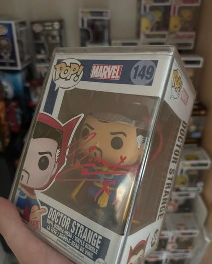 Signed autograph Funko pop Marvel Dr. Strange Benedict Cumberbatch.