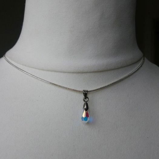 Crystal pendant, silver chain and pearl earrings set, free shipping!