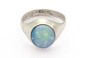 1950s Vintage 925 Sterling Silver &amp; Natural Australian Crystal Opal Ring - Not a doublet