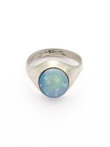 1950s Vintage 925 Sterling Silver & Natural Australian Crystal Opal Ring - Not a doublet