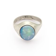 1950s Vintage 925 Sterling Silver & Natural Australian Crystal Opal Ring - Not a doublet