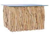Coffee Table with Glass Top 66x66x40 cm Solid Teak Wood