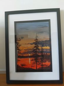 Still Water at Sunset  Original Framed Painting