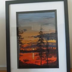 Still Water at Sunset  Original Framed Painting