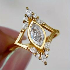 Vintage Style Crystal Gold Tone Ring