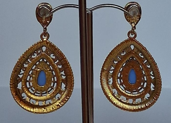 Gold Multi Coloured Crystal & Gem Boho Waterdrop Earrings