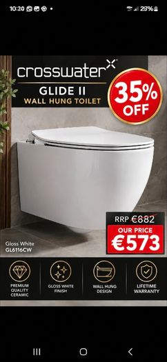 Crosswater Glide II Wall Hung Toilet and seat 35% off (2 instock )