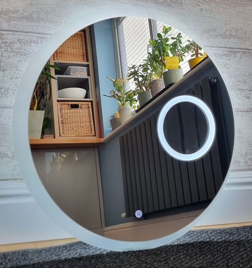 LED Bathroom Mirror Round Makeup Antifog 60cm