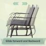 Outdoor Glider Rocking Chair & Table Set, Patio Furniture Bistro Set with 2 Single Seaters Swing Chair and Square Glass Top Table, Grey Image 6