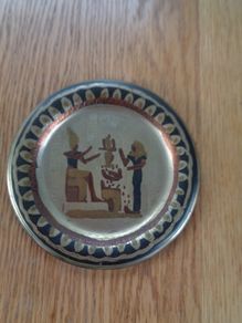 Vintage Egyptian Brass Wall Plate for Sale
