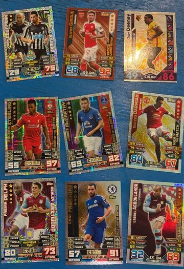 Match Attax Premier League 2014 15 Card Lot Gold Rooney LE, Shiny Inserts & Tin