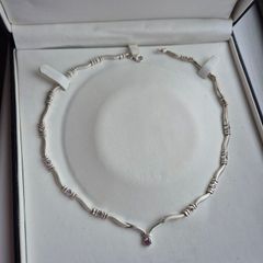 Colier sterling silver with stones pink very good condition
