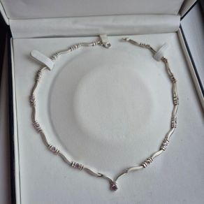 Colier sterling silver with stones pink very good condition