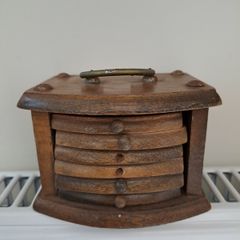 Vintage wood and cork coasters