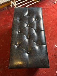 Storage Bench Brown Faux Leather, button-tufted