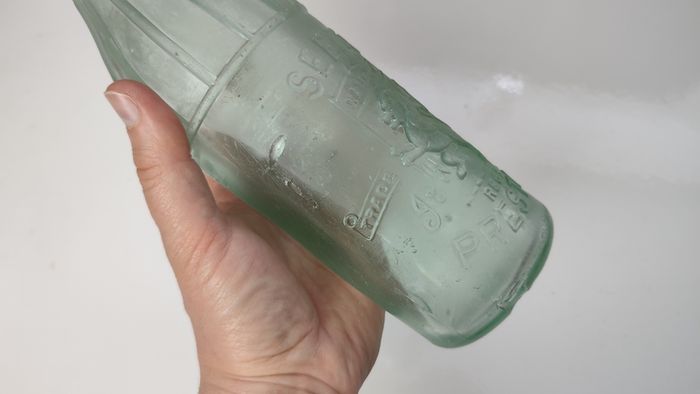 394 - Antique Seeds Preston Mineral Water Clear Glass Decorative Collectible Bottle