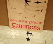 Guinness clock Irish language mancave pub home bar