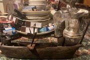 African hand craved fishing boat free postage