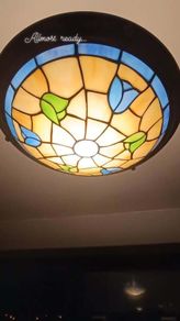 Tiffany Leaded-Glass Ceiling Lights - Matching Pair.