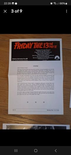 Friday The 13th Part VI Jason Lives press kit