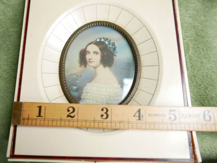 Antique Original Miniature Portrait Painting Old Frame Signed