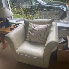 Natuzzi cream leather three seater sofa and two arm chairs