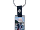 Personalised cutom printed photo Rectangle Metal Keyring with Leather chain