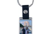 Personalised cutom printed photo Rectangle Metal Keyring with Leather chain