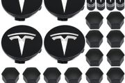 Tesla Wheel Hub Center Covers Lug Nut Caps for Tesla Model 3, Model Y, Model S, Model X, Silver Logo