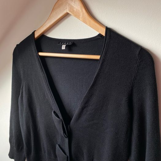 Coast Black Bow Front Short Cardigan