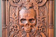 Carved wooden Gothic style panel,  40 cm x 32 cm