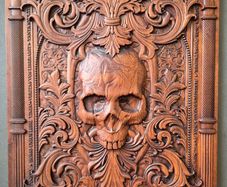 Carved wooden Gothic style panel,  40 cm x 32 cm