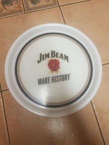 Jim beam ,advertising drinks tray with non-slip rubber ,so glasses won't slip ,,new old stock,,buyer collects  or pays postage thank you