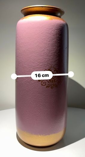 Vintage W Germany 505-41 Pottery Vase - Hand Painted - Pink Copper - Upcycled