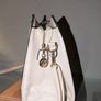 Cream Quilted Handbag with Gold Chain Handles Image 5
