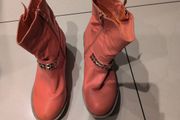 Top Or Orange Ankle Boots.  S.39-6.  New. Have Been Stored Away.