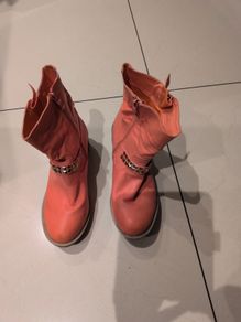 Top Or Orange Ankle Boots.  S.39-6.  New. Have Been Stored Away.