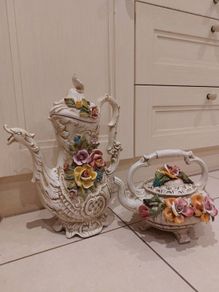 Vintage Capodimonte Pitcher/Jug and teapot