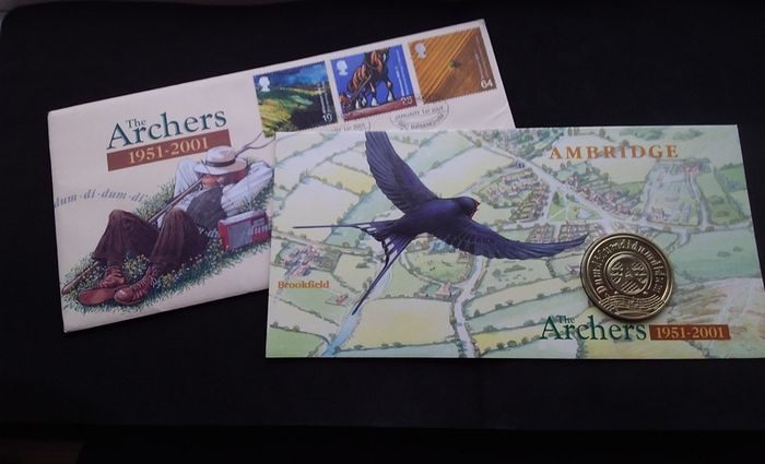 Great Britain Stamps : The Archers - 50th Anniversary Commemorative Medallion Cover  - 2001