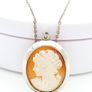 Lady Cameo Carved Shell Sterling Silver Necklace Image 5