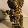 Krishna Brass Murti Krishn Hindu God Radha Krishna Hare Rama Iskon 24 CM. Tall . Image 9
