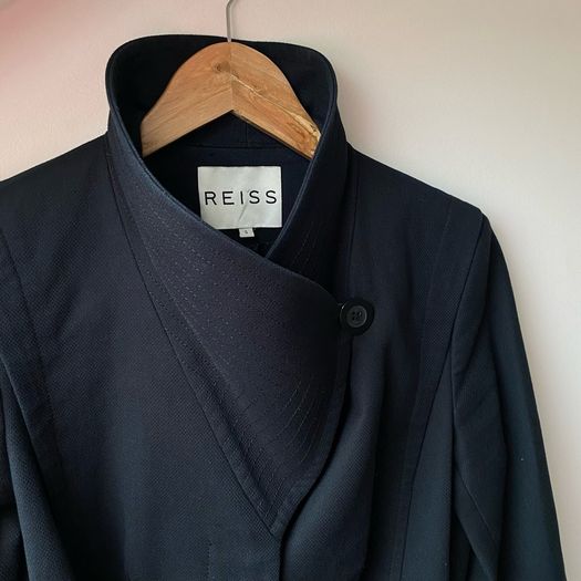 Reiss Black Funnel Neck Coat