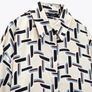 Fab Zara Limited Edition Ecru Satin Geometric Print Blouse Image 6