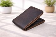 Unisex Genuine Leather Bifold Wallet Slim Vintage Brown Leather Wallet with Multiple Card Slots