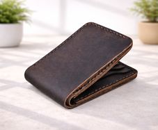 Unisex Genuine Leather Bifold Wallet Slim Vintage Brown Leather Wallet with Multiple Card Slots