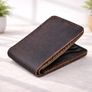Unisex Genuine Leather Bifold Wallet Slim Vintage Brown Leather Wallet Image 7